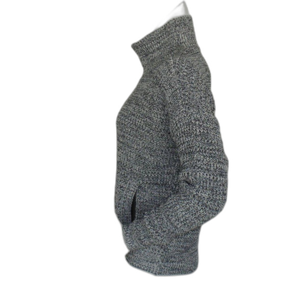 VICTORIA'S SECRET Sweater, M, Chunky knit, Mockneck, Black/grey Tonal, Long slv - Picture 6 of 15